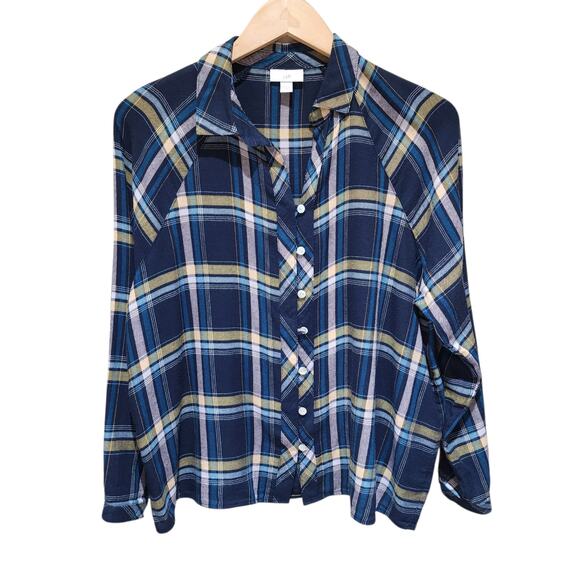 J. Jill Top Plaid Button Down Shirt - Picture 1 of 5